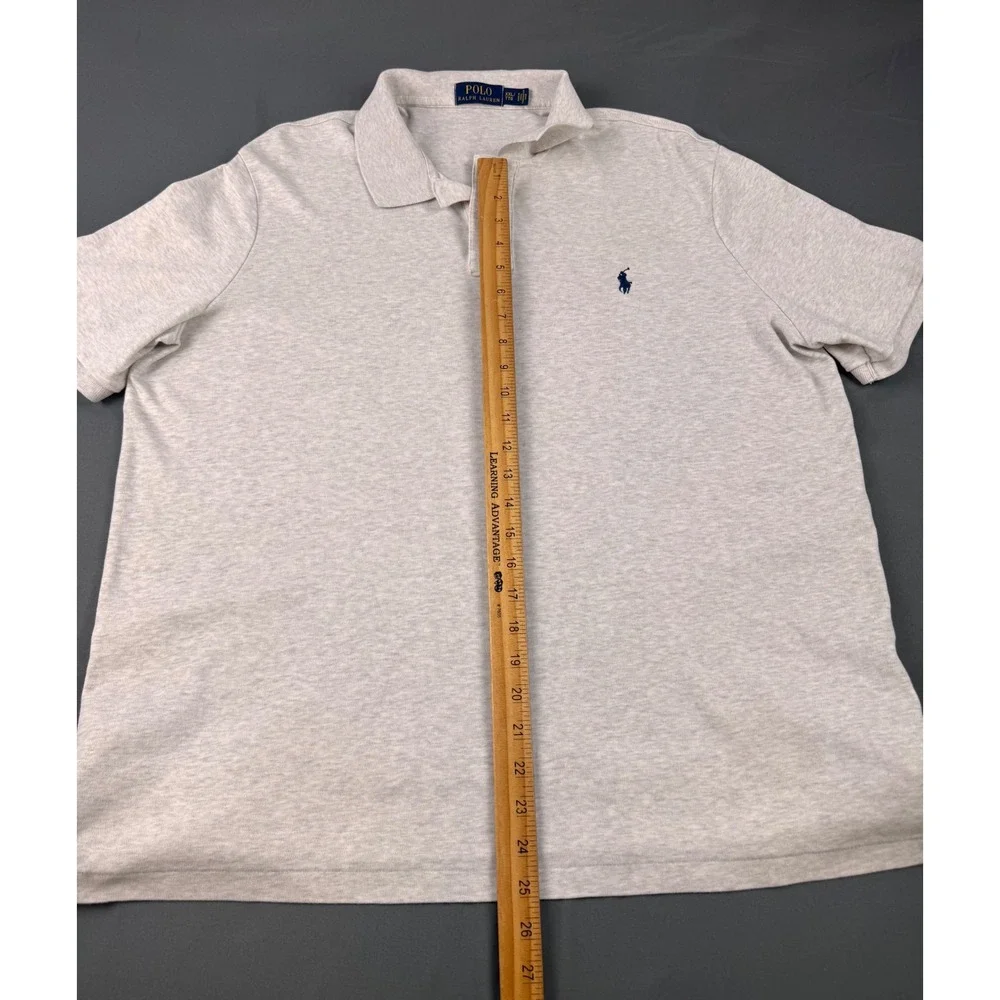 Polo Ralph Lauren Mens XXL Cream‎ Heather Short Sleeve Cotton Jersey Polo Shirt